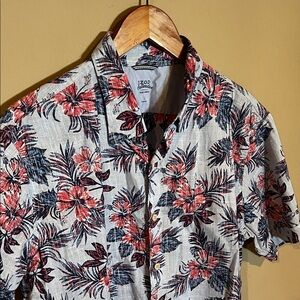 Izod Men's Casual Floral Shirt - Red and Blue
